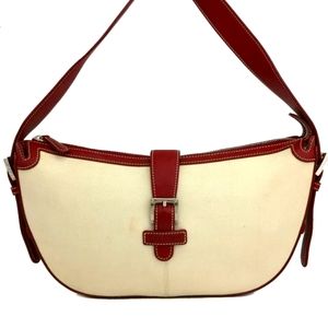 LOEWE IVORY CANVAS LEATHER SHOULDER BAG/1A6902